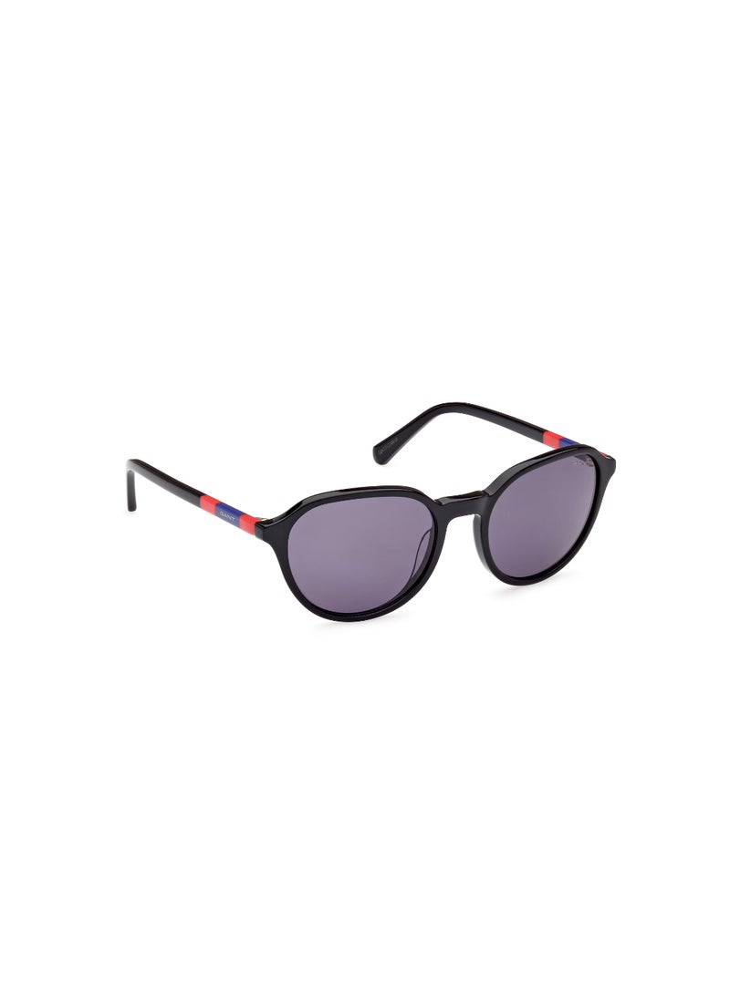 GANT Men's UV Protection Round Shape Acetate Sunglasses GA722401A53 - Lens Size: 53 Mm - Shiny Black - Image 3